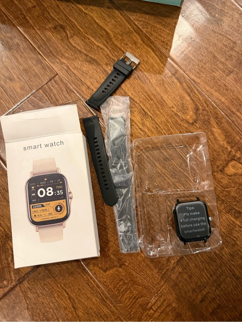 Smart Watch with Black Silicone Band - Black